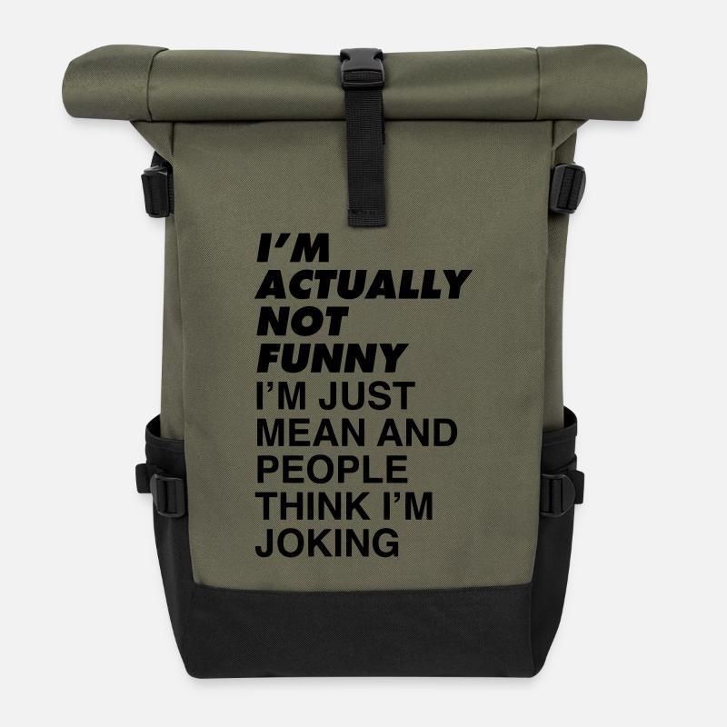 ICH BIN NICHT LUSTIG - Rolltop Rucksack - Olive/Schwarz