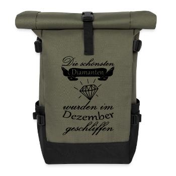Dezember Diamanten Geburtstag Geschenk Spruch - Rolltop Rucksack - Olive/Schwarz - Vorne
