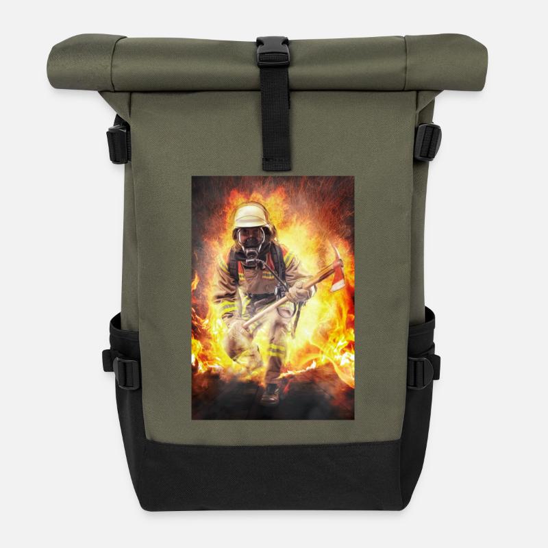 Fireworker **Limited Edition** - Rolltop Rucksack - Olive/Schwarz