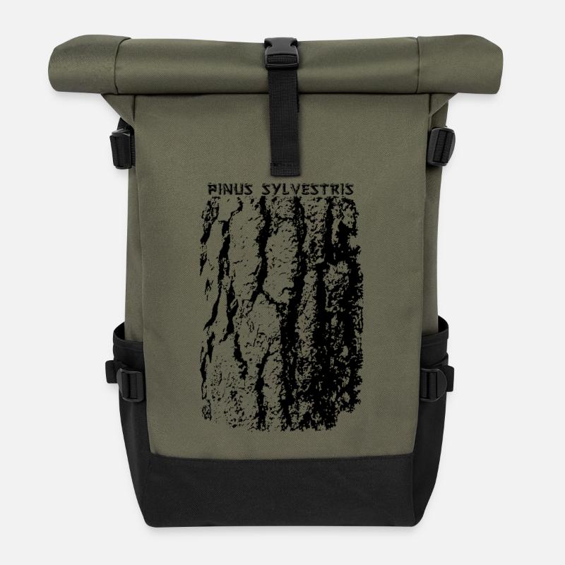 Waldkiefer (Pinus Sylvestris) Borke / Rinde - Rolltop Rucksack - Olive/Schwarz