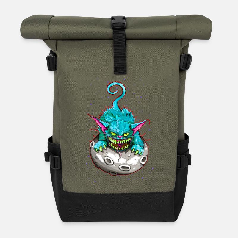SPACE CAT - Rolltop Rucksack - Olive/Schwarz