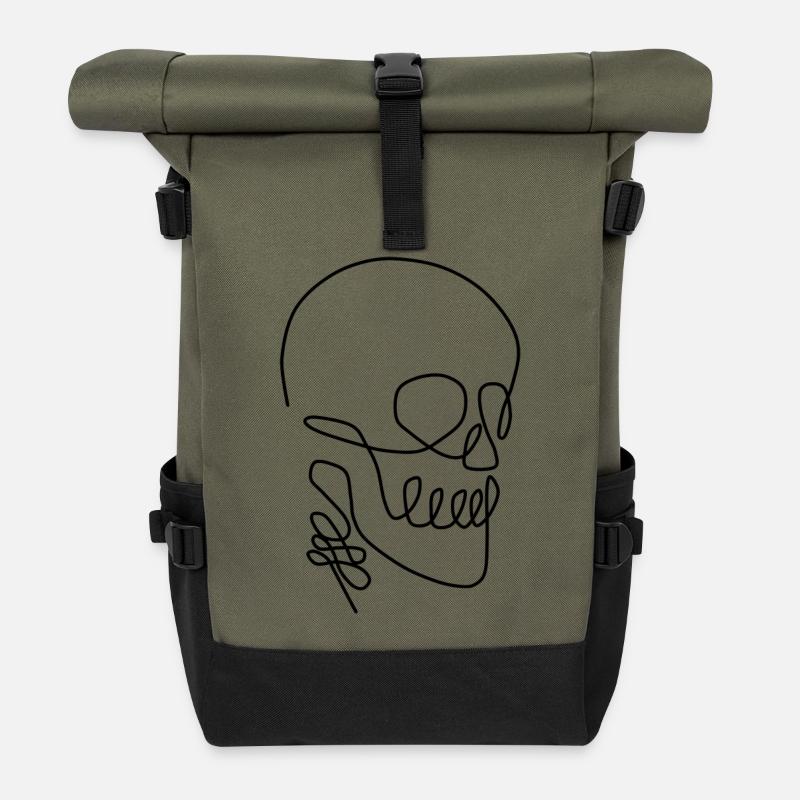 crâne - Sac à dos roll top - olive/noir