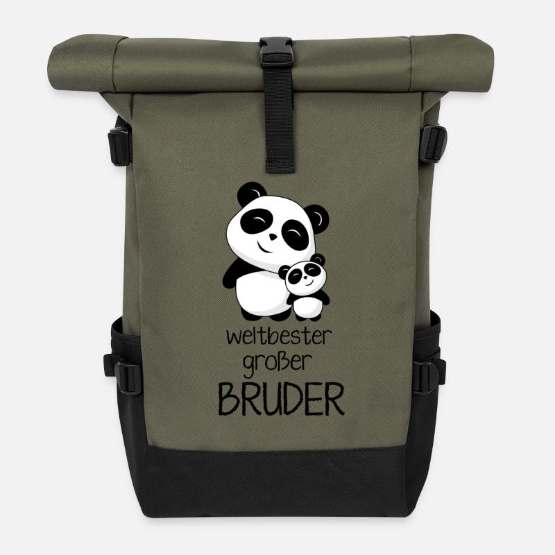 Weltbester grosser Bruder - Rolltop Rucksack - Olive/Schwarz