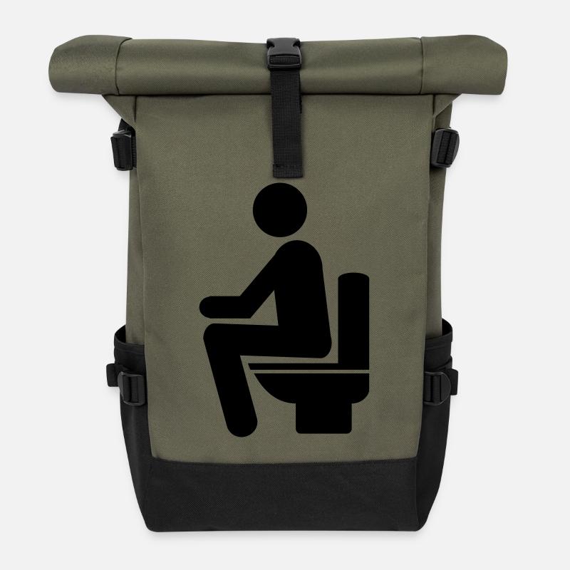 MANN AUF TOILETTE - Rolltop Rucksack - Olive/Schwarz