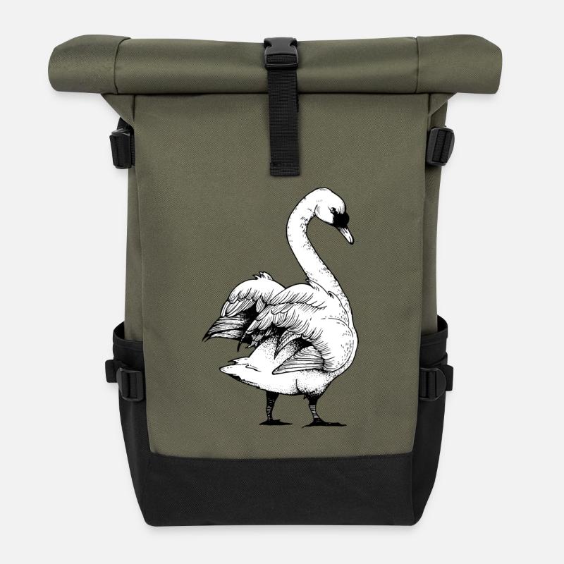 cygne - Sac à dos roll top - olive/noir