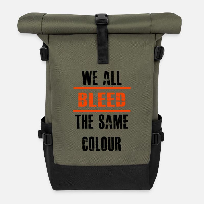 Human rights, equality - Roll Top Backpack - olive/black