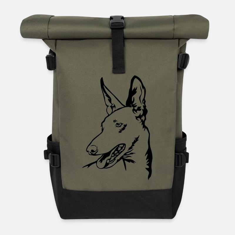 Tête Podenco - Sac à dos roll top - olive/noir