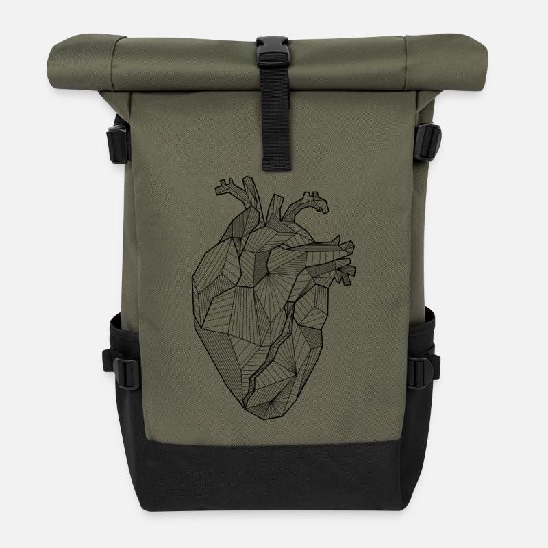 Herz - Rolltop Rucksack - Olive/Schwarz