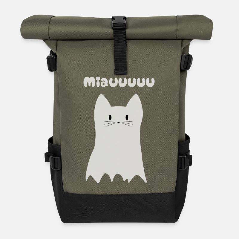 Geisterkatze - Rolltop Rucksack - Olive/Schwarz