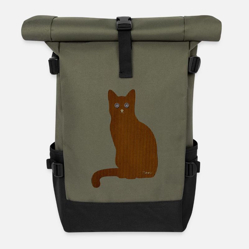Katze Meow - Rolltop Rucksack - Olive/Schwarz