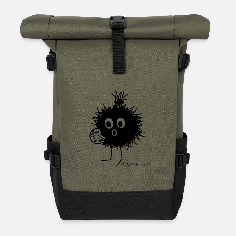Flauschtier: „Oooh!“ © Chyropterum Innoxius - Rolltop Rucksack - Olive/Schwarz