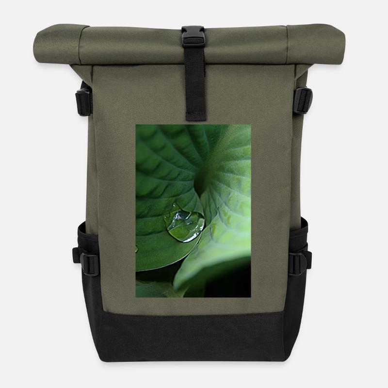 Rosée tropicale verte feuillue - Sac à dos roll top - olive/noir
