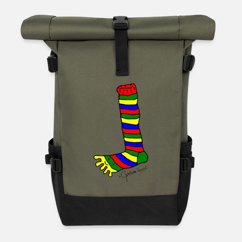 Ringelzehensocke © Chyropterum Innoxius - Rolltop Rucksack - Olive/Schwarz