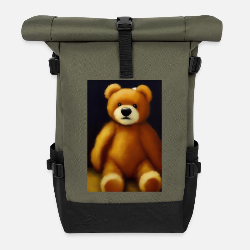 Teddybär - Rolltop Rucksack - Olive/Schwarz