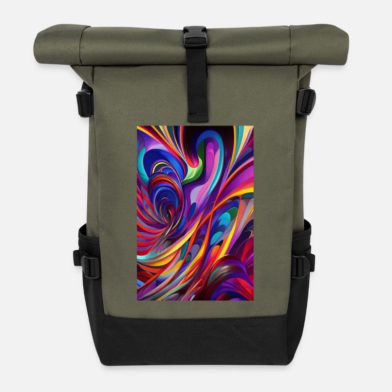 Abstrakte Kunst - Rolltop Rucksack - Olive/Schwarz