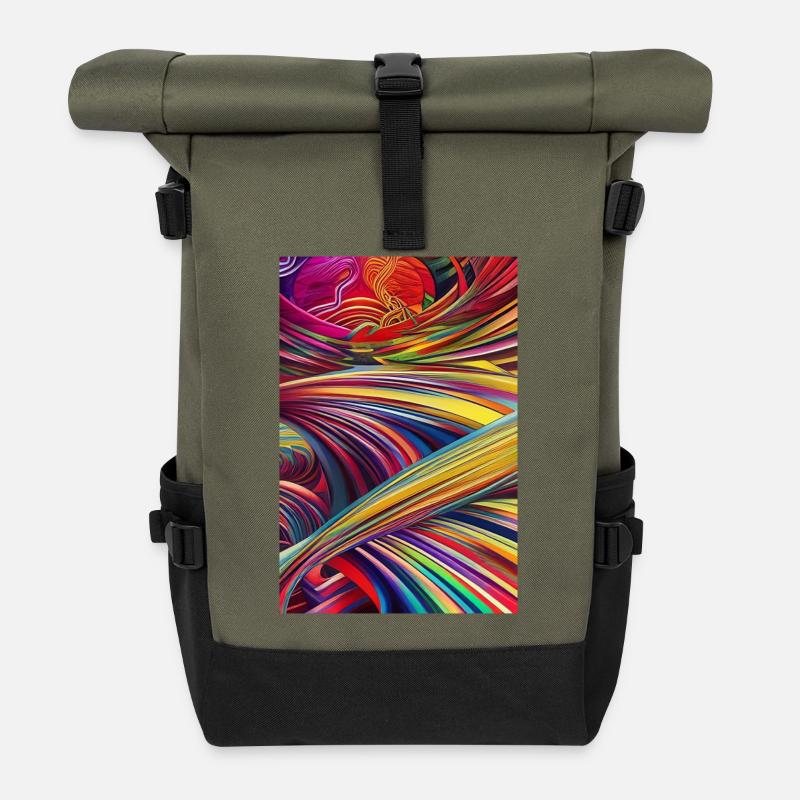 Abstrakte Kunst - Rolltop Rucksack - Olive/Schwarz