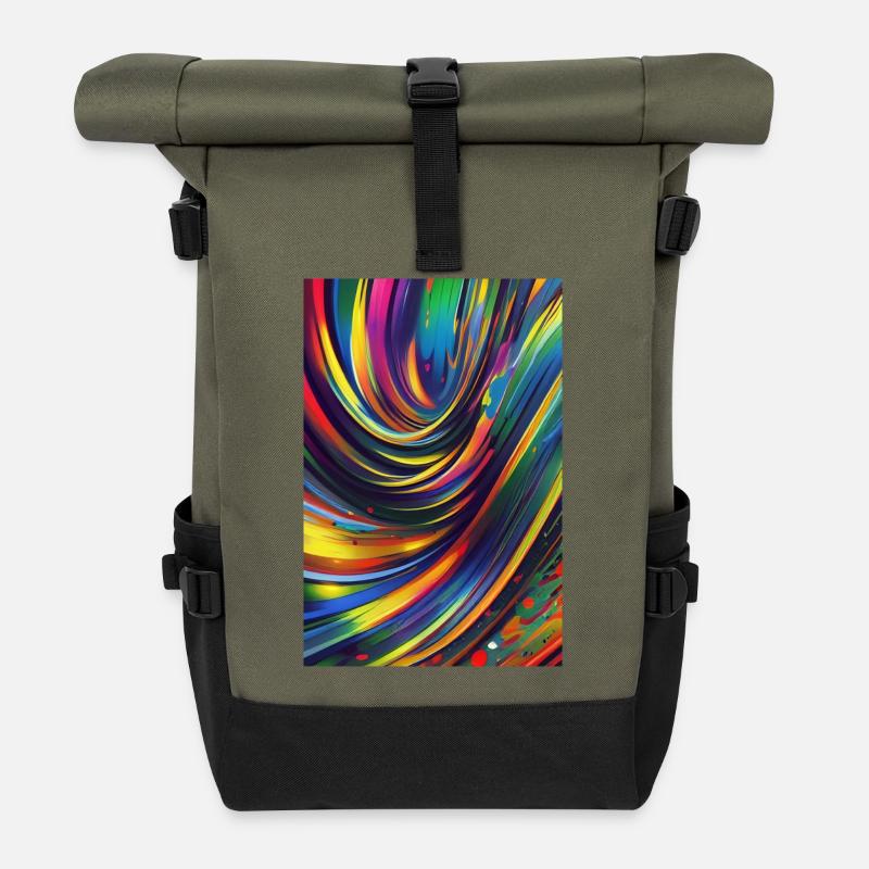 Abstrakte Kunst - Rolltop Rucksack - Olive/Schwarz