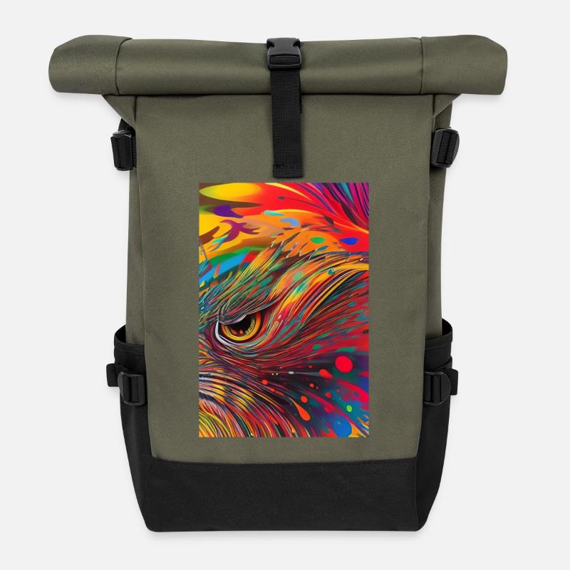 Abstrakte Kunst - Rolltop Rucksack - Olive/Schwarz