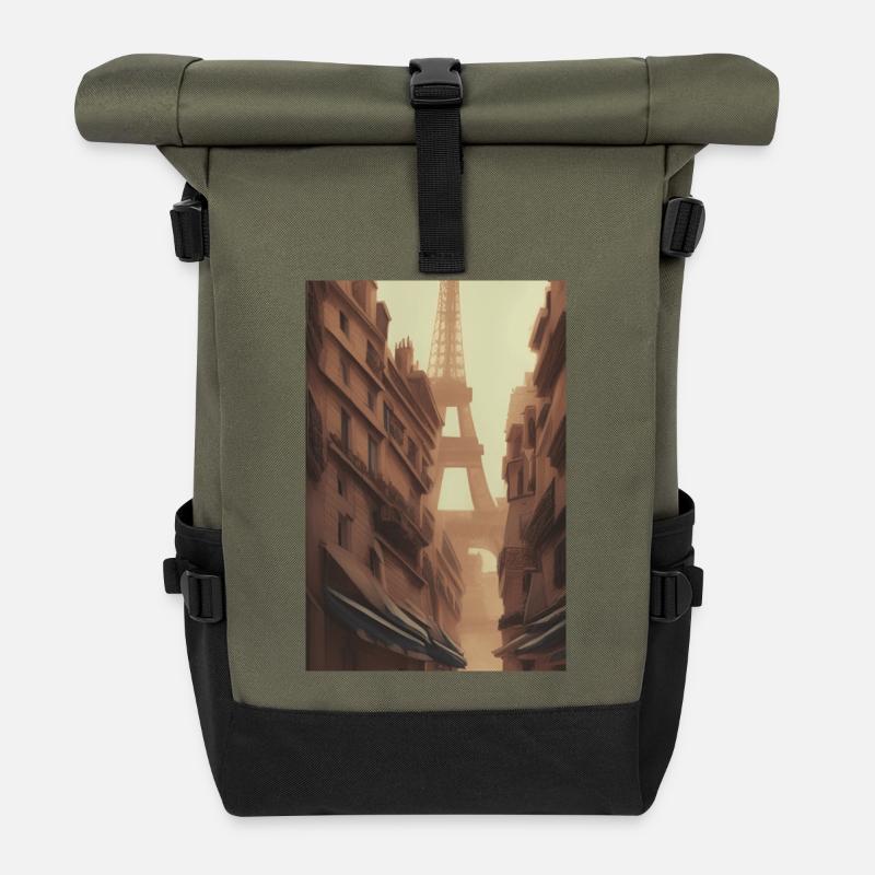 Rue de Paris - Roll Top Backpack - olive/black