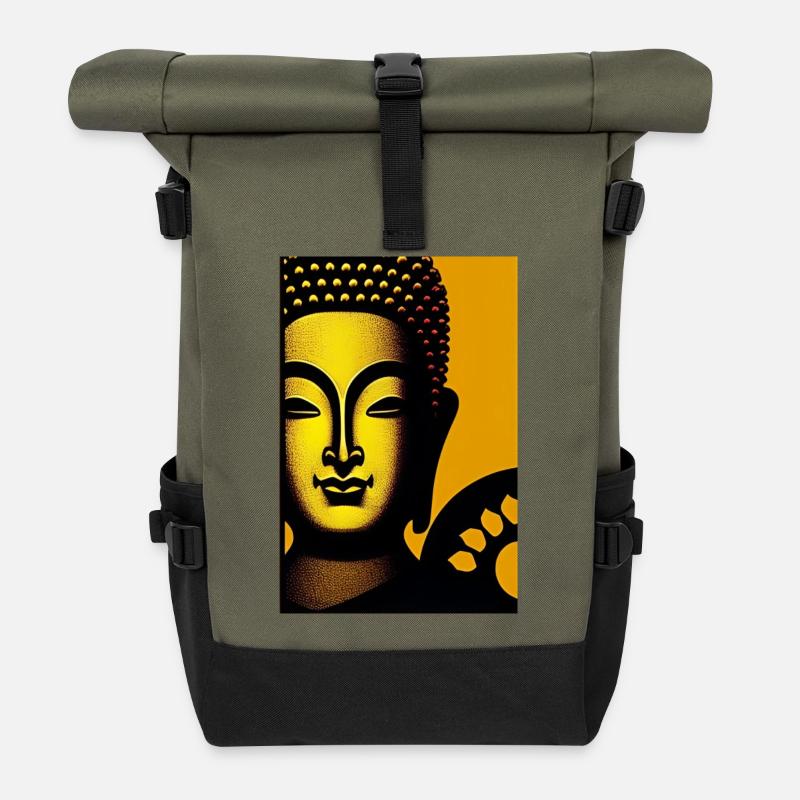 Golden buddha - Roll Top Backpack - olive/black