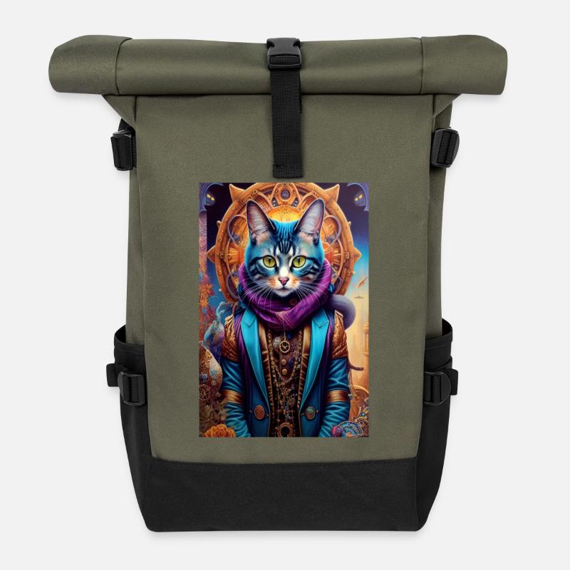 Meisterkatze - Rolltop Rucksack - Olive/Schwarz