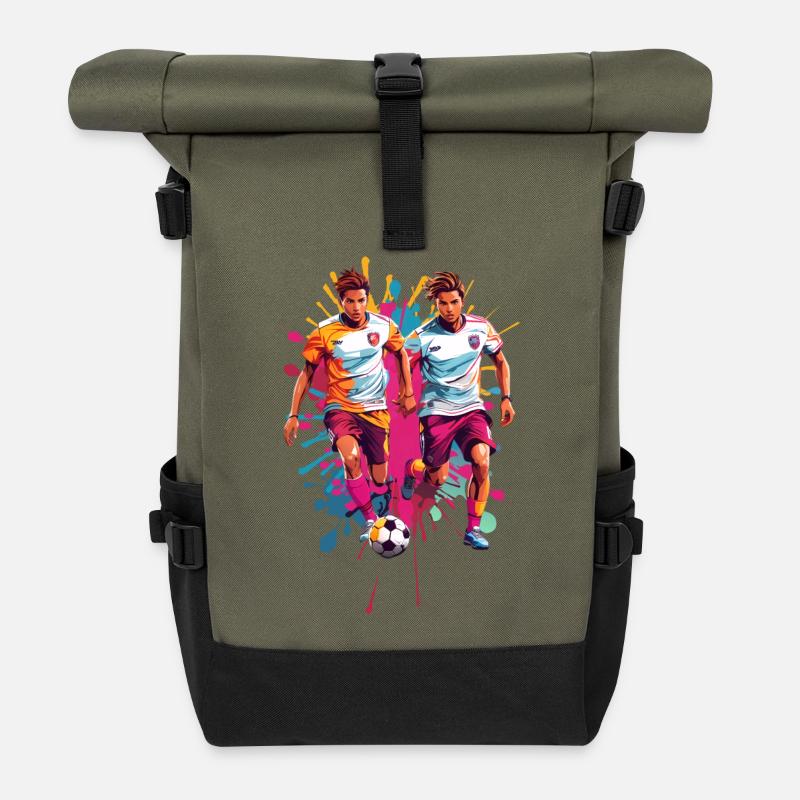 Fußballspieler - Rolltop Rucksack - Olive/Schwarz