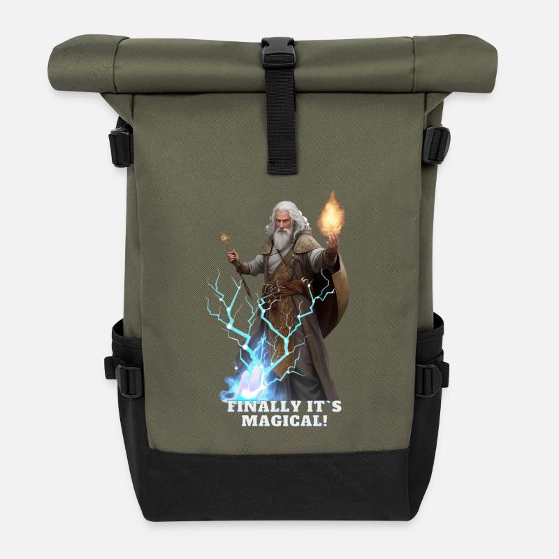 Magicien - Sac à dos roll top - olive/noir