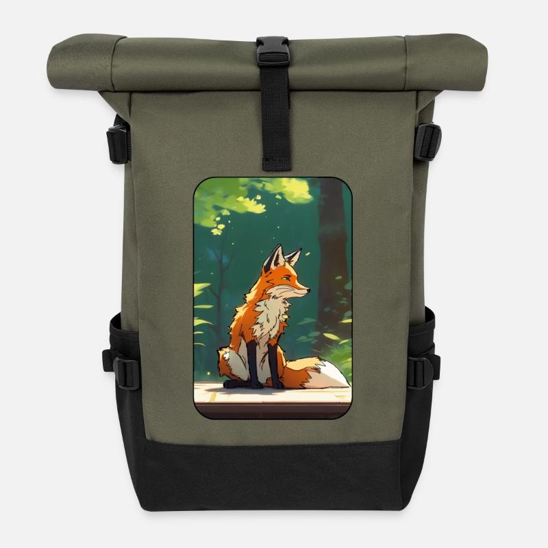 Fuchs im Wald - Rolltop Rucksack - Olive/Schwarz