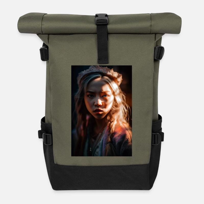 Valentyna - Sac à dos roll top - olive/noir