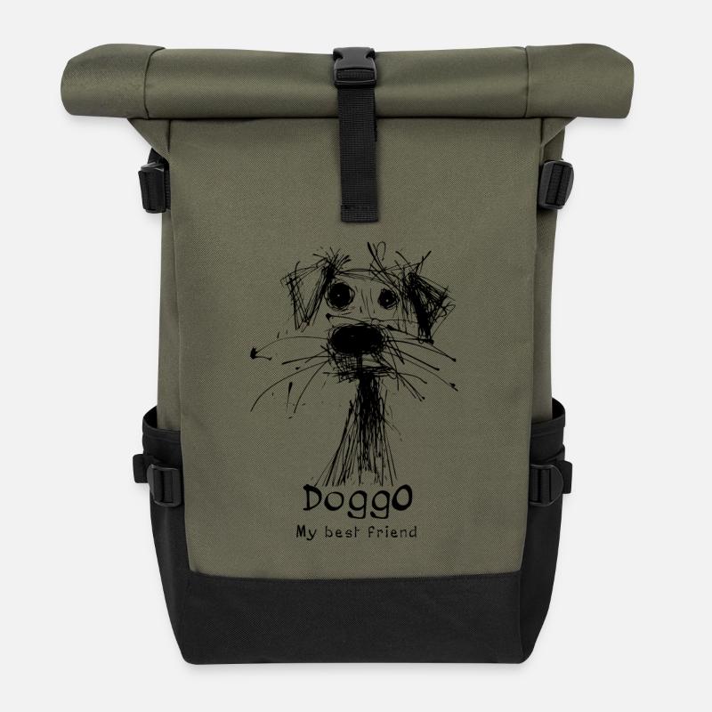 Doggo - My Best Friend - Roll Top Backpack - olive/black