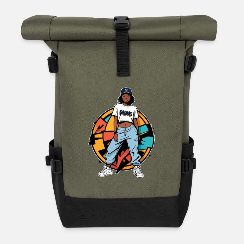 B-Girl Graffiti - Sac à dos roll top - olive/noir