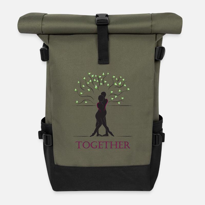 Zusammen schwarz - Rolltop Rucksack - Olive/Schwarz