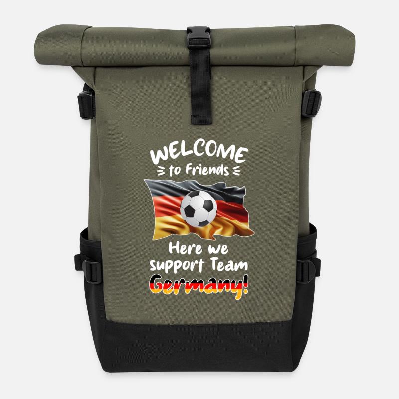 Willkommen Freunde - Wir supporten unser Team GER. - Rolltop Rucksack - Olive/Schwarz