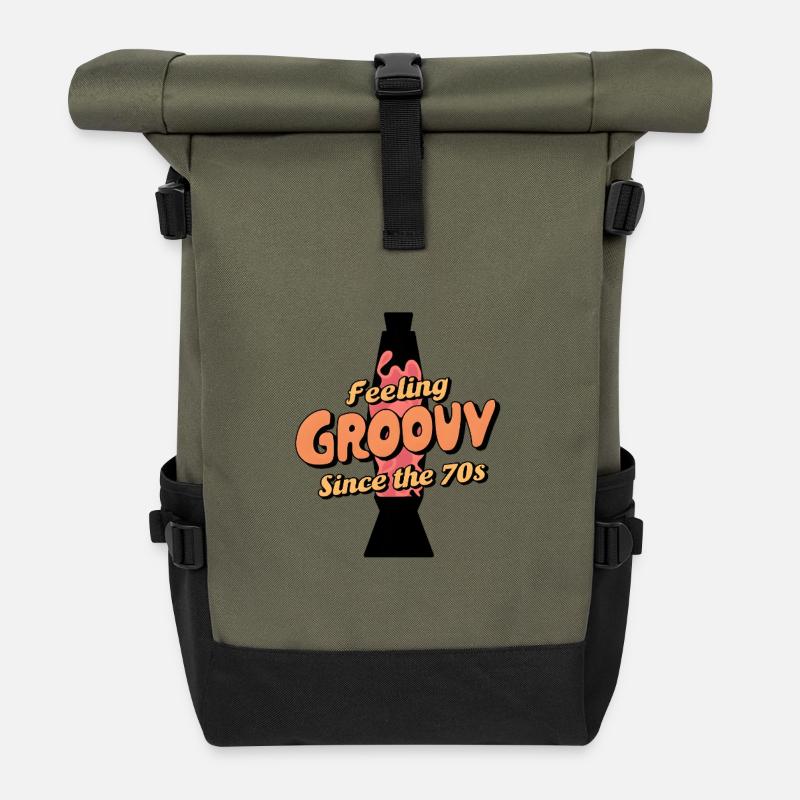 Feeling Groovy - Since The 70s - Rolltop Rucksack - Olive/Schwarz