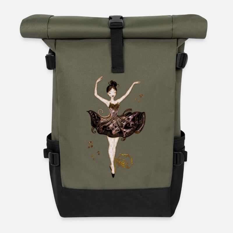 Die Tänzerin der Klänge, - Rolltop Rucksack - Olive/Schwarz