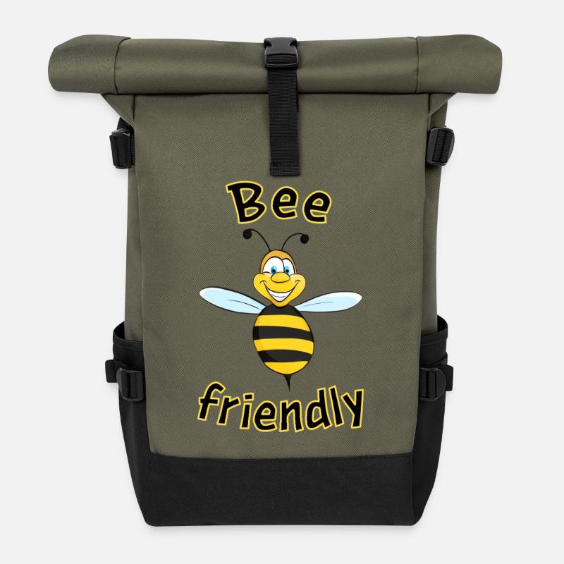 Respectueux des abeilles - Sac à dos roll top - olive/noir