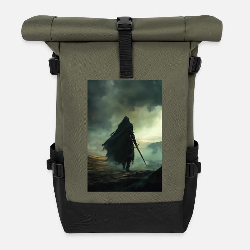 Poster Illustration Chevalier - Roll Top Backpack - olive/black