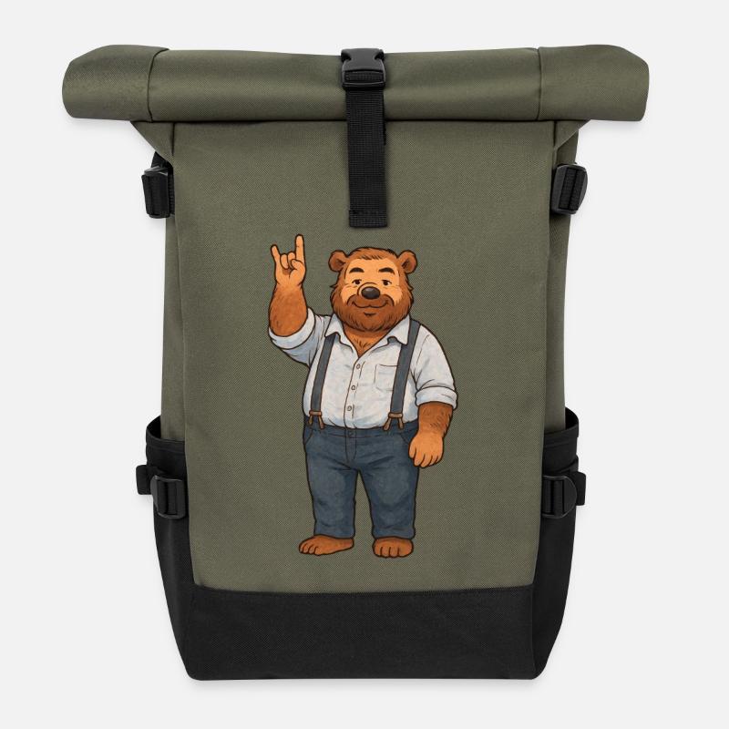 Brummbär rocks - Roll Top Backpack - olive/black