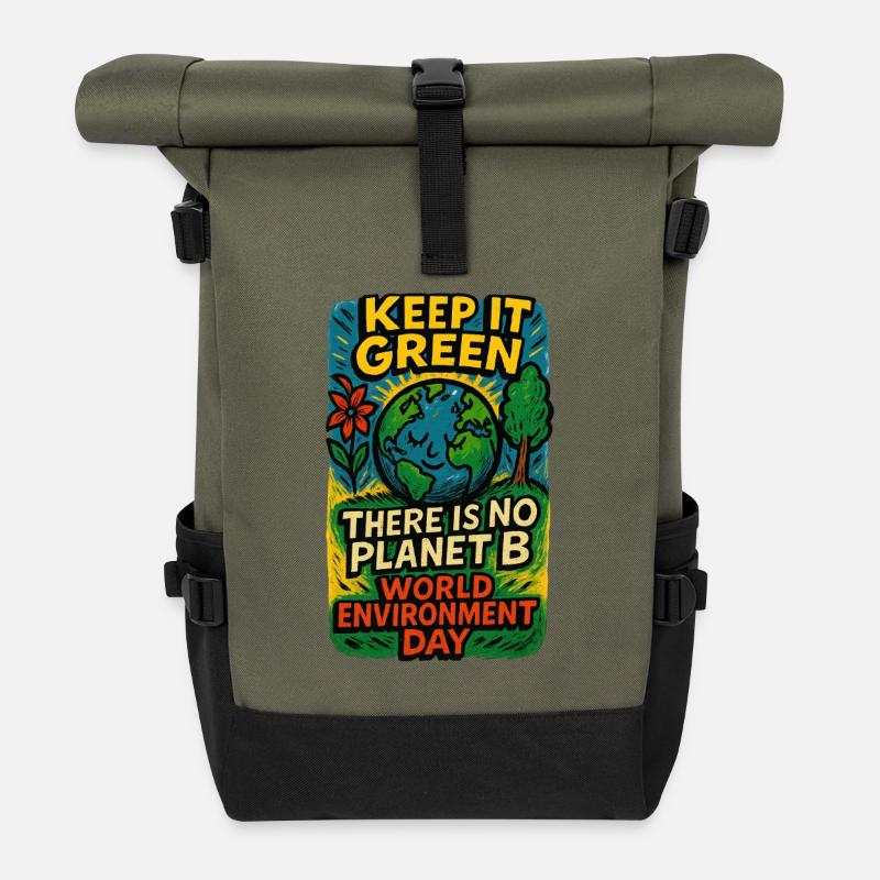 Erdbewusstsein Earth Day Design - Rolltop Rucksack - Olive/Schwarz