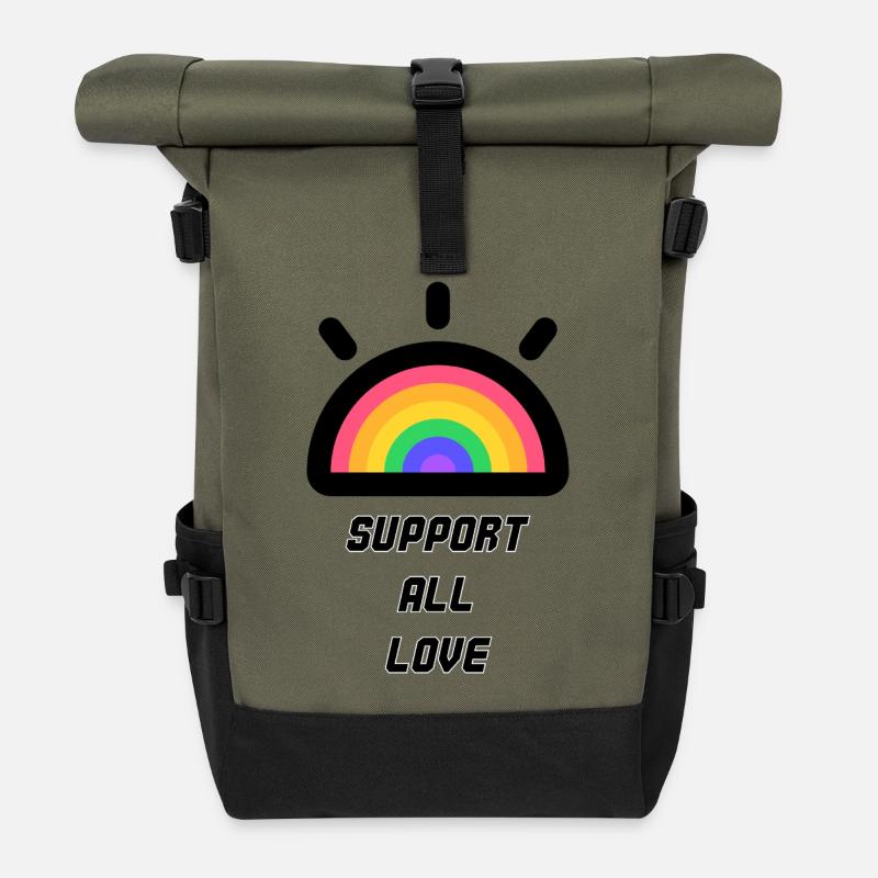 Support All Love - Rolltop Rucksack - Olive/Schwarz