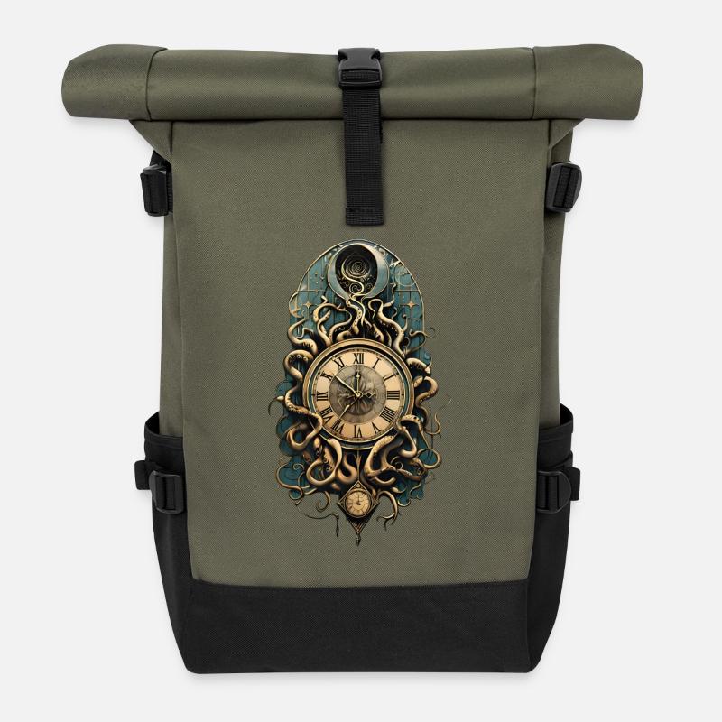 Die mysteriöse Steampunk-Bewegung. - Rolltop Rucksack - Olive/Schwarz