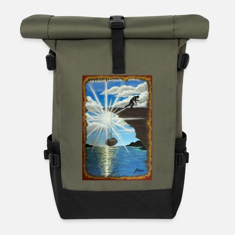 Leben ist schwer - Rolltop Rucksack - Olive/Schwarz