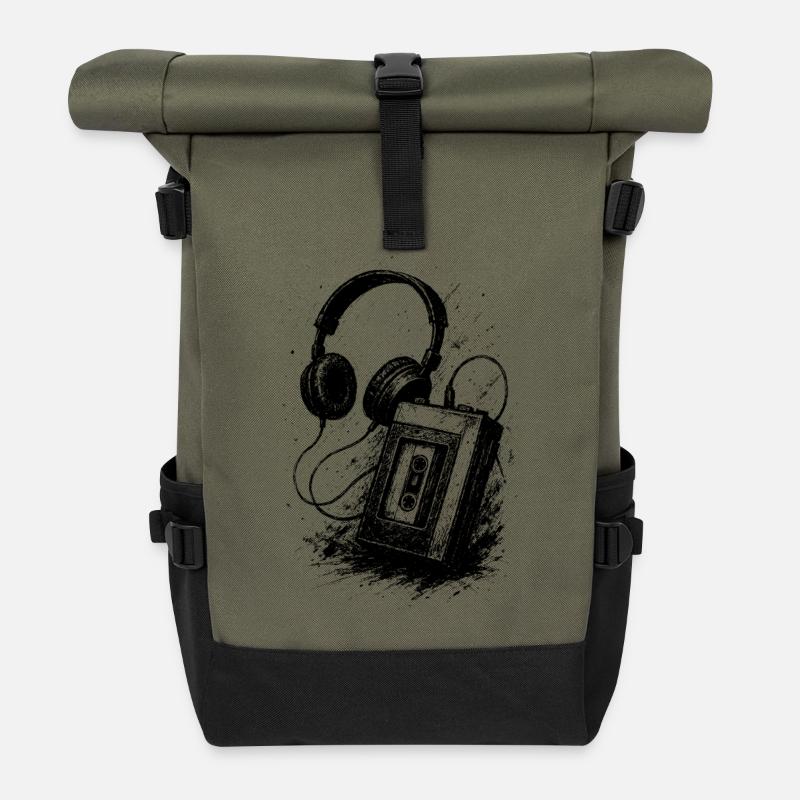 Analog sound - Roll Top Backpack - olive/black