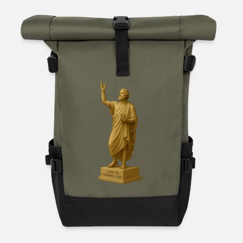Sculpture religieuse avec message - Sac à dos roll top - olive/noir