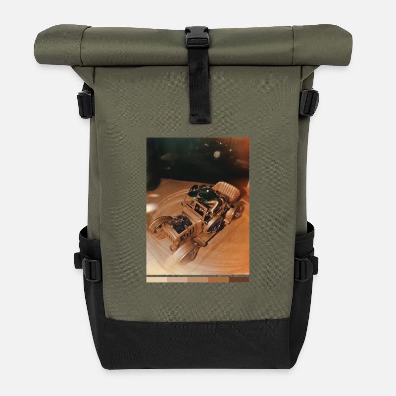 Grenouille dans un véhicule rétro - Sac à dos roll top - olive/noir