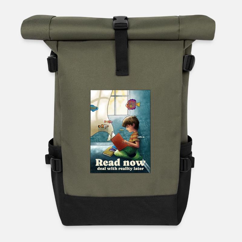Ablesen unter der Oberfläche - Rolltop Rucksack - Olive/Schwarz
