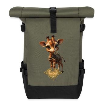 Charmante Steampunk-Giraffe - Rolltop Rucksack - Olive/Schwarz - Vorne