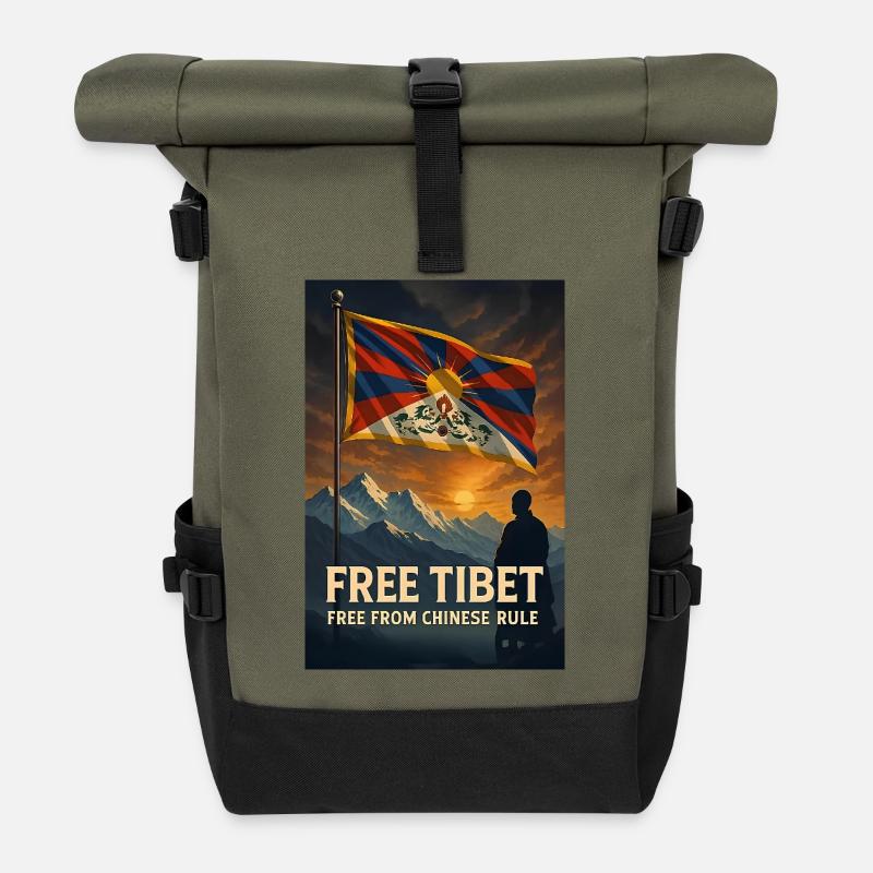 FREE FROM CHINESE RULE - Roll Top Backpack - olive/black