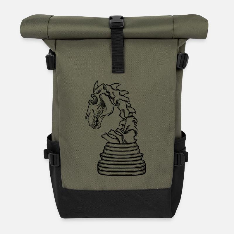 Sauteur squelette - Sac à dos roll top - olive/noir