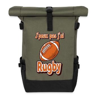 Design Rugby humoristique avec ballon - Sac à dos roll top - olive/noir - Devant